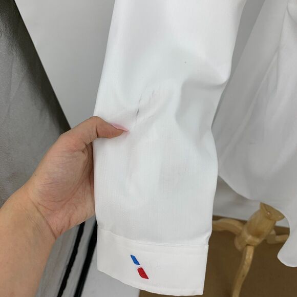 American Airlines Lands End Shirt Womens Plus 18W White Herringbone Long Sleeve - Picture 4 of 15